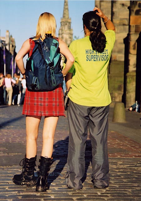 Photograph by Peter Stubbs  -  Edinburgh  -  August 2002  -  The Royal Mile in sunny weather
