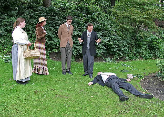 A scene from Frantic Redhead Productions' play 'Murder in the Gardens' - Edinburgh Fringe Festival, August 2007