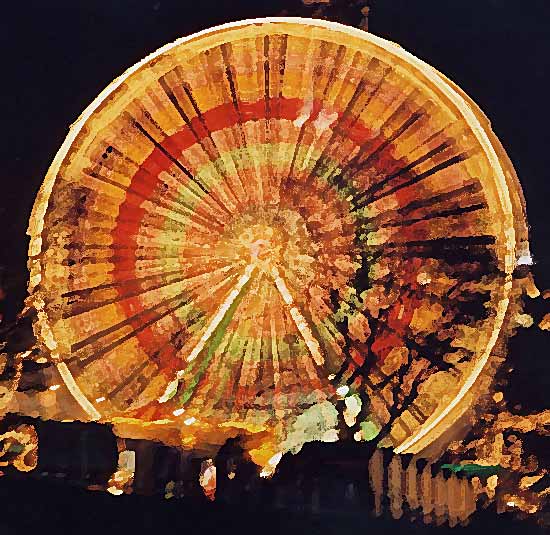 Photograph by Peter Stubbs  -  Edinburgh  -  December 2002  -  The Big Wheel in Princes Street Gardens beside the Scott Monument