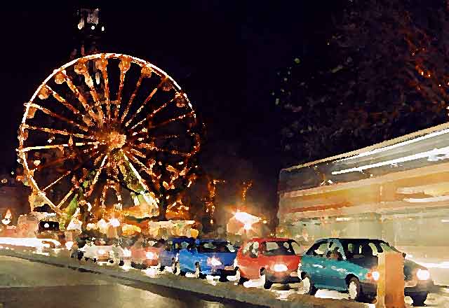 Photograph by Peter Stubbs  -  Edinburgh  -  The Big wheel and Princes Street traffic