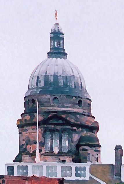Photograph by Peter Stubbs  -  Edinburgh  -  December 2002  -  Dome of Edinburgh University Old College, North Bridge