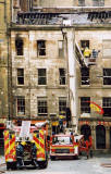 Photograph by Peter Stubbs  -  Edinburgh  -  December 2002  -  Fire in the Old Town of Edinburgh  -  Gilded Balloon in the Cowgate