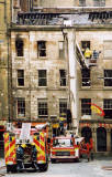 Photograph by Peter Stubbs  -  Edinburgh  -  December 2002  -  Fire in the Old Town of Edinburgh  -  The Gilded Balloon, Cowgate