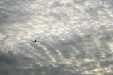 Sky over Silverknowes, Edinburgh  -  with plane approaching Edinburgh Airport