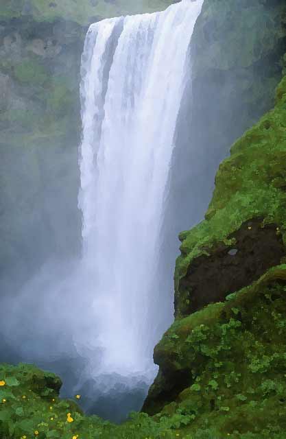 Photograph by Peter Stubbs  -  July 2001  -   Icelandic Waterfall