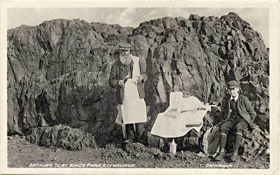 Postcard by an unidentified publisher - Refreshments at the top of Arthur's Seat in Holyrood Park, Edinburgh