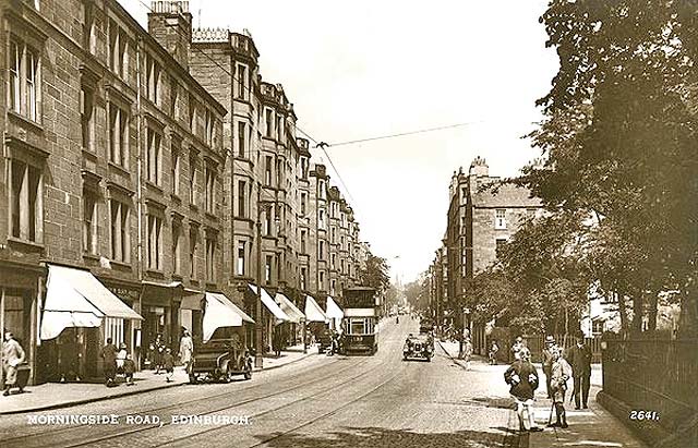 Postcard by an unidentified publisher  -  Looking towards Comiston Road and Braid Road, Morningside
