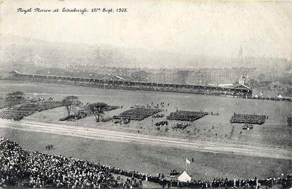 Postcard from an unidentified publisher  -  The Royal Review in Holyrood Park  -  18 September 1905