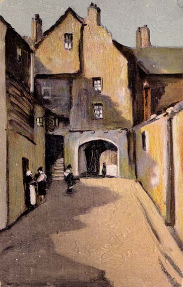 Postcard of Bakehouse Close in the style of an oil painting