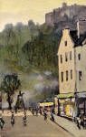 Postcard of Edinburgh Castle from Castle Street in the style of an oil painting