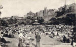 Postcard by an unidentified publisher  -  Princes Street Gardens  -  Bandstand and Audience