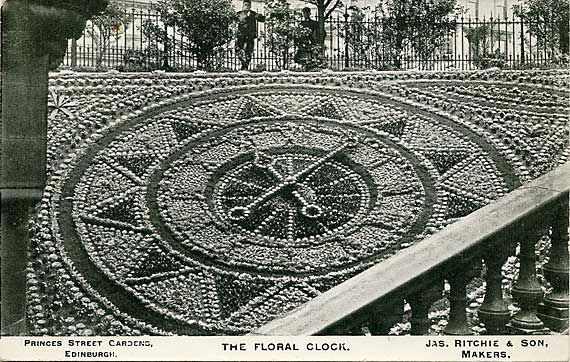 Postcard by an unidentified publisher  -  Floral Clock in Princes Street Gardens