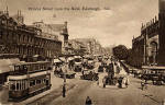 Princes Street  -  Heavy Traffica at the West End  -  A matt sepia postcard by an unnamed publisher