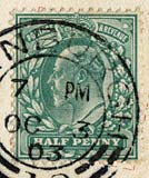 Halfpenny stamp on a postcard posted 1903