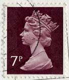 Queen Elizabeth II stamp  -  7p