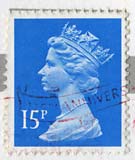 Queen Elizabeth II stamp  -  15p