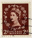 Queen Elizabeth II stamp  -  2d