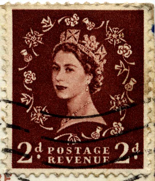 Enlargement of a King George VI stamp on a postcard  -  1937