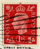 Enlargement of a King George VI stamp on a postcard  -  1937