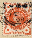 Halfpenny stamp on a postcard posted 1899