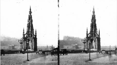 The Scott Monument - Stereoscopic View by Begbie