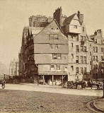 Enlargement of a Stereo View by Archibald Burns  -  Head of West Bow, Edinburgh