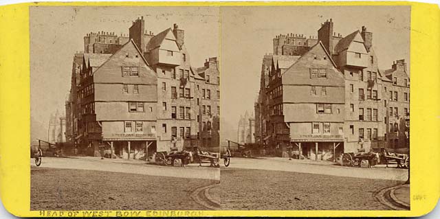 Stereo View by Archibald Burns  -  Head of West Bow, Edinburgh