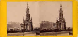 Archibald Burns stereo card  -   The Sir Walter Scott Monument