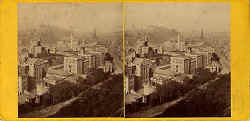 Archibald Burns stereo card  -  View from Calton Hill towards Edinburgh Castle