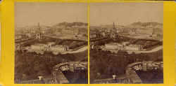 Archibald Burns stereo card  -  View from Edinburgh Castle towards Princes Street