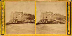 Stereo view by Douglas - Edinburgh Castle from the Castle Esplanade