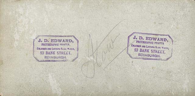 The back of a stereo view by John Donaldson Edward  -  Wooden Bridge at Stow