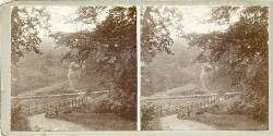 Stereo view by John Donaldson Edward  -  Wooden Bridge at Stow