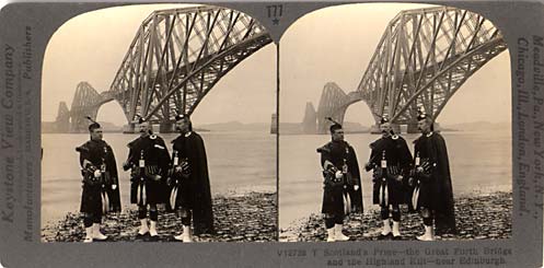 Stereo views by Keystone View Company - The Forth Bridge and Pipers by Keystone View Company
