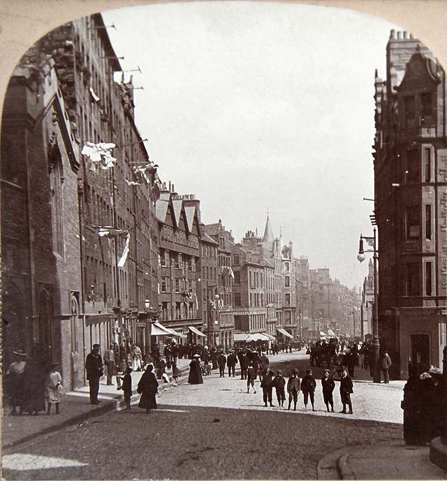 One half of a Stereo view of Lawnmarket, Edinburgh  -  by Keystone View Co