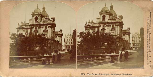 Stereoscopic view by Kilburn  -  Bank of Scotland, Head Office, Edinburgh