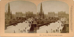 Stereo View by BW Kilburn  -  Waverley Bridge, looking towards Princes Street