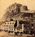 Enlargement from stereo view from Lennie  -  Edinburgh Castle from the Grassmarket