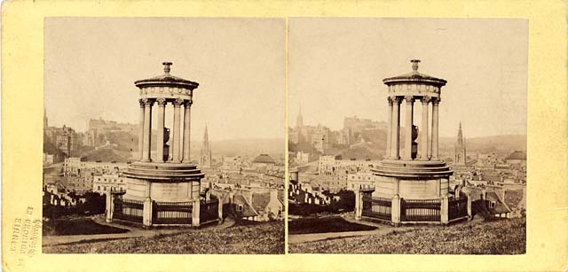 Stereo View sold by Lennie - Dugald Stewart's Monument and view of Edinburgh from Calton Hill