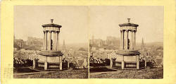  Stereo View sold by Lennie  -  Dugald Stewart's Monument and view of Edinburgh from Calton Hill
