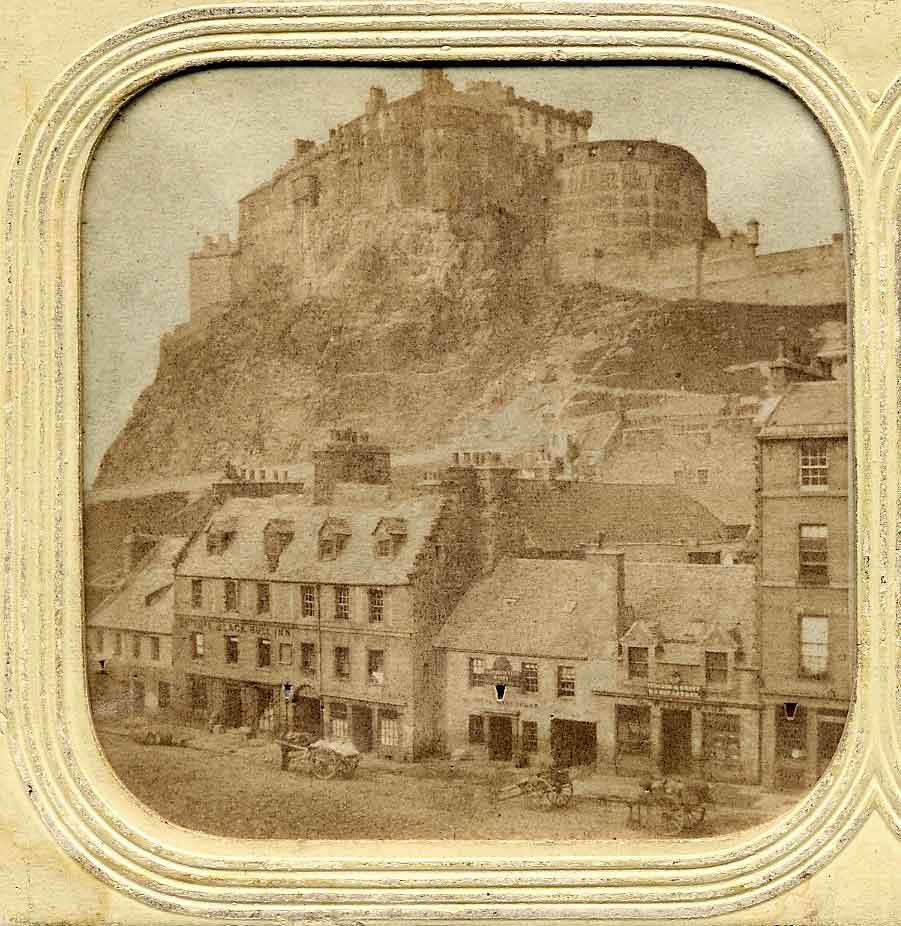 Enlargement of a Stereo View of the Grassmarket and Edinburgh Castle - sold by Lennie