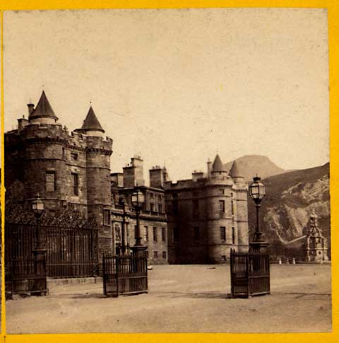 Enlargement from a Stereo View of Holyrood Palace from Holyrood Palace Gates  -  from Lennie