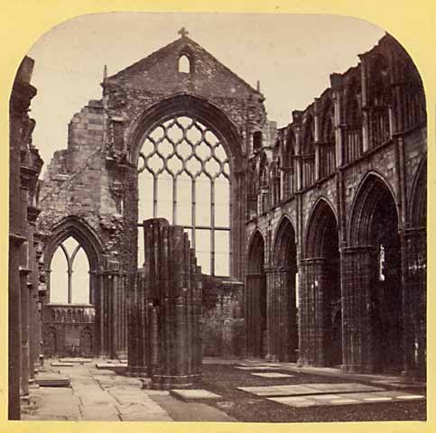 Enlargement from a stereo view in "McGlashon's Scottish Stereotype" series  -  The East Window of Holyrood Abbey