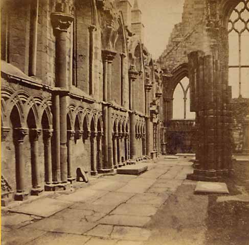 Enlargement from a stereo view in the "McGlashon's Scottish Stereotypes" series  -  The North wall of Holyrood Abbey