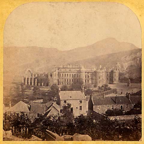 Enlargement from a stereo view in the "McGlashon's Scottish Stereotypes" series  -  Holyrood Palace and Abbey