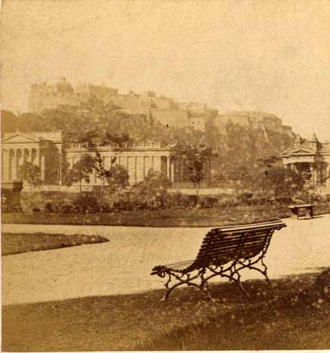 Enlargement of Walter Greenoak Patterson stereo view  -  The National Galleries from Princes Street Gardens