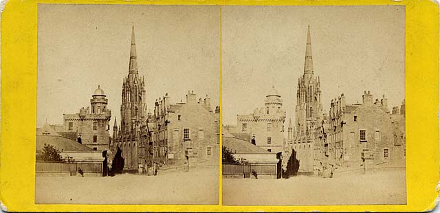 Stereo view by Walter Greenoak Patterson  -  Assembly Hall from the Castle Esplanade