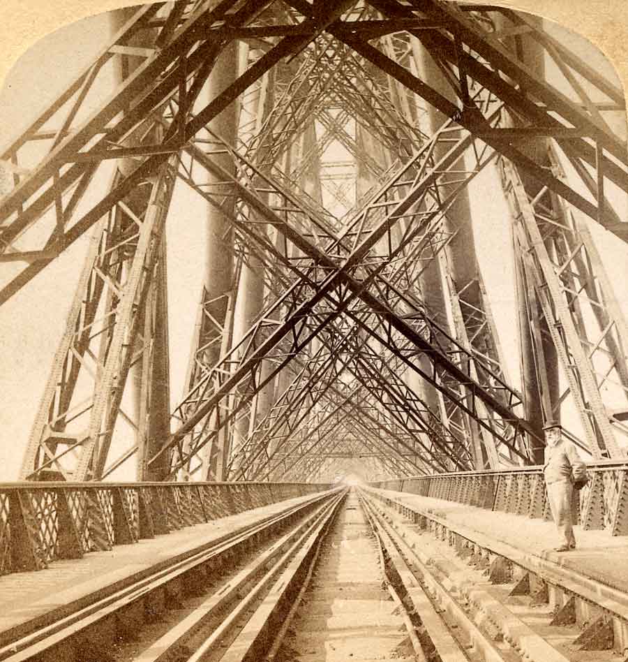 Enlargement of a stereo View by Strohmeyer & Wyman  -  View of the Girders from track level