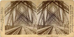 Stereo View by Strohmeyer & Wyman  -  The Forth Rail Bridge and kilts