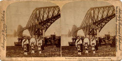Stereo View by Strohmeyer & Wyman  -  The Forth Rail Bridge and kilts
